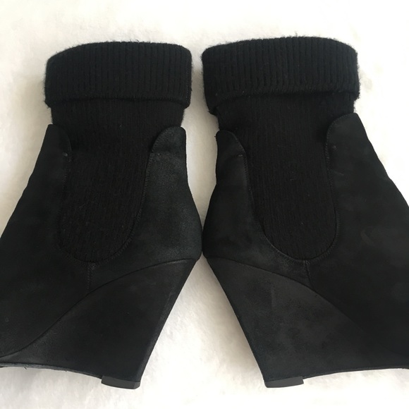 Authentic Givenchy black suede Leather wedge sock booties -41 EU fits smaller - Picture 5 of 9